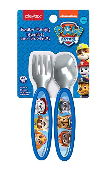 Playtex Mealtime Paw Patrol Utensils for Boys Including 1 Spoon and 1 Fork