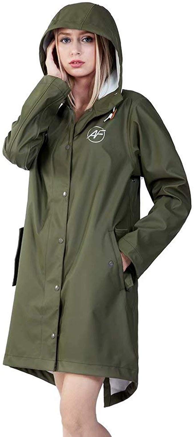 ANDES FOREST Women's Waterproof Adjustable-Hood Rain Jacket