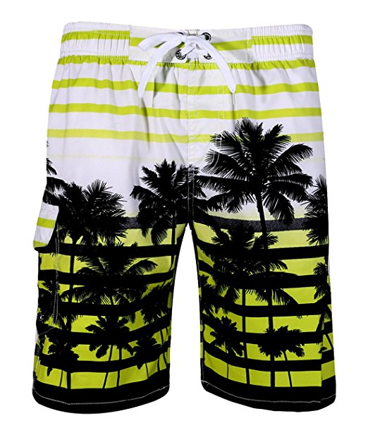 Men's Quick Dry Board Shorts Printed Palm Beach Swim Wear