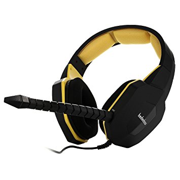 badasheng Stereo Gaming Headset PS4 Xbox One Computer Headphone With Microphone Volume Control for Bothe Game and Chat Audio, with 3.5mm Splitter Cable Headphones Adapter for PC Gamer,Laptop Online Skype Chat - Yellow