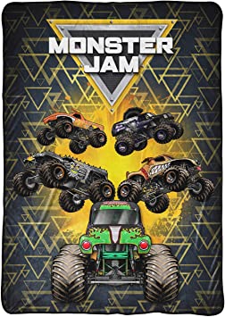 Monster Jam MJ Life Blanket - Measures 62 x 90 inches, Kids Bedding Features Grave Digger - Fade Resistant Super Soft Fleece (Official Monster Jam Product)