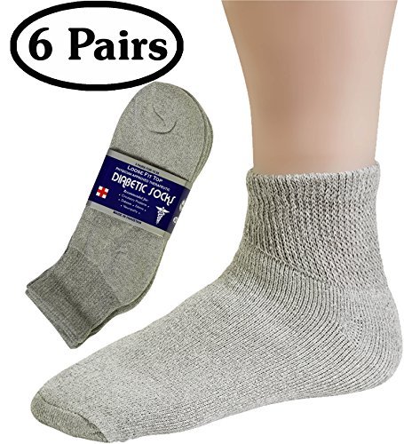 Diabetic Socks Womens Cotton 6-Pack Ankle Grey By DEBRA WEITZNER
