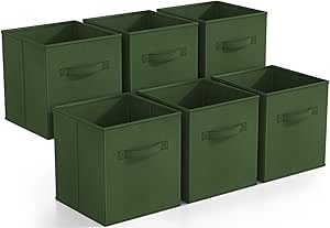 Sorbus Foldable Storage Cubes - 6 Fabric Baskets for Organizing Pantry, Shelf, Toy Box, Cubby, Closet Organizer - 11 Inch Collapsible Closet Organizers and Storage Bins (Dark Green 6 Pack)