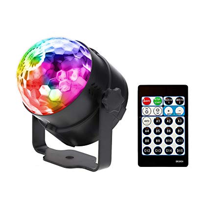 Sound Activated Disco Ball Party Light WINSAFE with Remote,dance lights,Portable Strobe Lamp 15 Modes Stage Par Light for Home Room Dance Parties Birt