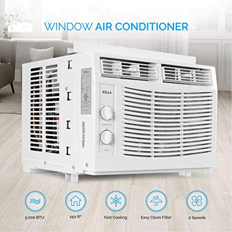 DELLA 5,000 BTU Window-Mounted Air Conditioner AC Unit Cool 115-Volt 150 SQ FT Energy Saving with Mechanical Controls