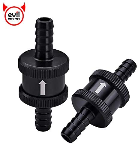 Evil Energy 8MM 5/16" Non Return One Way Check Valve Universal for Water Fuel Line Hose Black Aluminium 2pcs