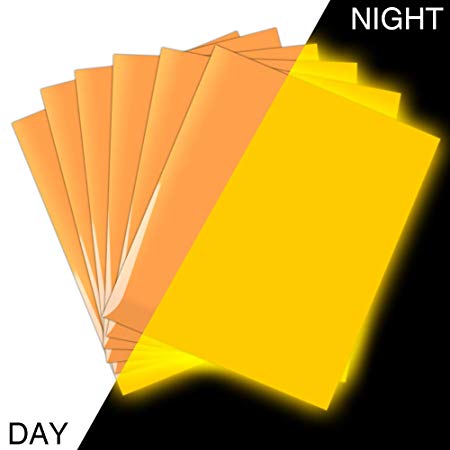 6 Sheets Glow in The Dark Glow Yellow Vinyl Luminous Heat Transfer Vinyl HTV for Shirt 12×10