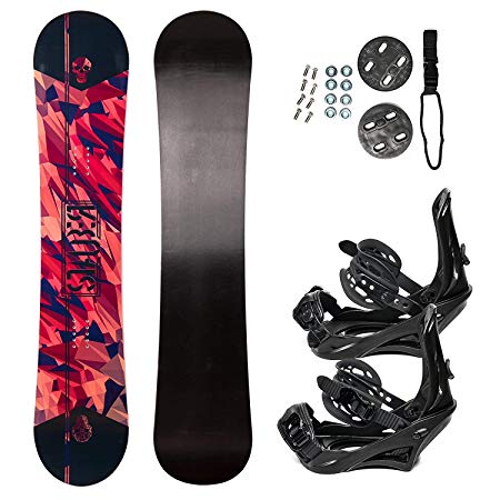 STAUBER Summit Snowboard & Binding Package Sizes 128, 133, 138, 143, 148,153,158,161- Best All-Terrain, Twin Directional, Hybrid Profile Snowboard & Bindings for All Levels