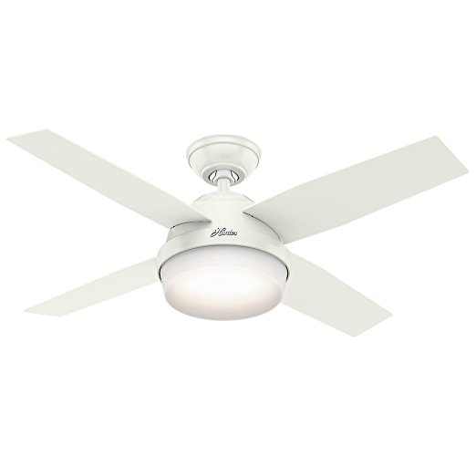 Hunter 59246 Contemporary Dempsey Fresh White Ceiling Fan With Light & Remote, 44"