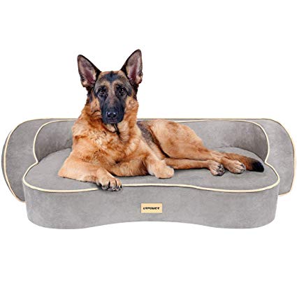 URPOWER Dog Bed, Orthopedic Memory Foam Pet Bed with Washable Cover & Water-Resistant Inner Liner Padded Rim Cushion Couch Dog Beds Pet Sofa Lounger Bed for Dogs & Cats