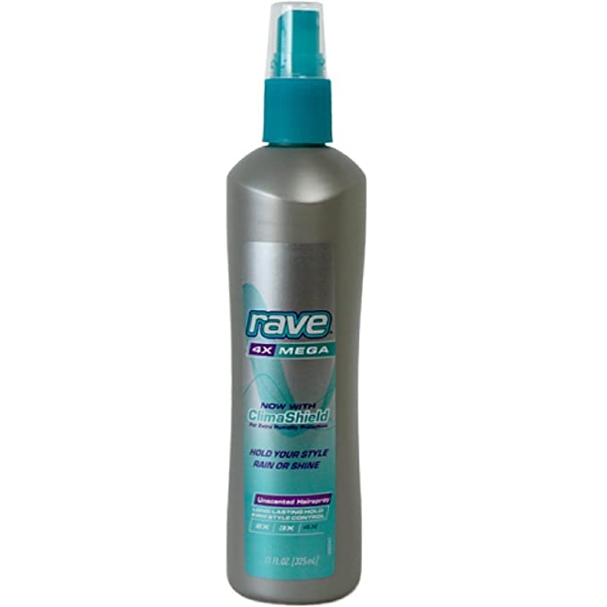 Rave 4X Mega Hairspray with Clima Shield, Unscented 11 oz (Pack of 3)