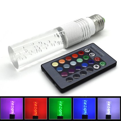 RCLITE E27 Standard Screw Base 16 Colors Changing 3W RGB LED Crystal Light Bulb with IR Remote Control for Home Decoration/Bar/Party/KTV Mood Ambiance Lighting