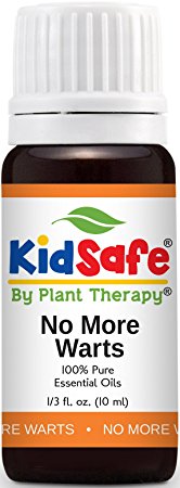 Plant Therapy KidSafe No More Warts Synergy Essential Oil Blend. 100% Pure, Undiluted, Therapeutic Grade. Blend of: Lemon, Cypress, Marjoram and Tea Tree. 10 ml (1/3 oz).