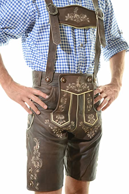 Men's Oktoberfest Lederhosen BERLIN Dark Brown - Oktoberfest Lamb Leather Trousers