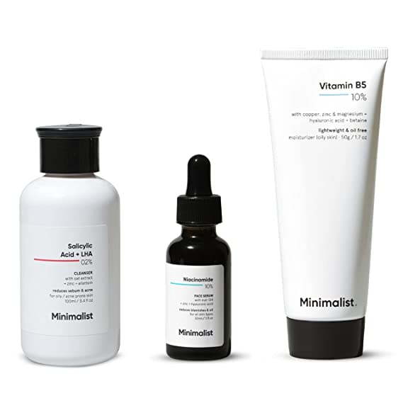 Minimalist Oily Skincare Kit | Routine Kit For Women & Men | Face Wash, Serum & Moisturizer Combo