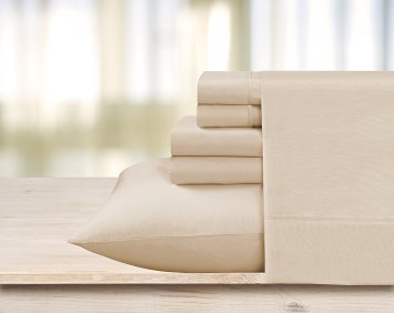 Swift Home® Premiere 1800 Collection Brushed Microfiber - 6 Piece Sheet Set(Includes 2 Bonus Pillowcases), King, Cream