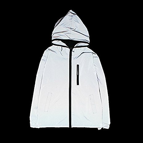 Fangfei 3M Reflective Coat Hooded Windbreaker Fashion Runing Pocket Jacket