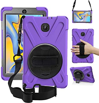 ZenRich New Galaxy Tab A 8.0 2018 Case SM-T387 Case with Rotatable w/Kickstand Hand Strap & Shoulder Belt zenrich Case for Samsung Galaxy Tab A 8.0 2018 Purple