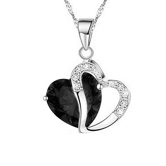 JYS Women Fashion Heart Teardrop Rhinestone Pendant Necklace Jewelry Charm Gift