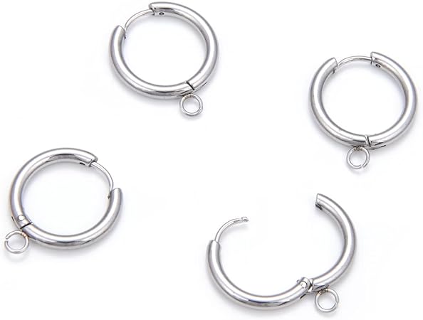 20pcs Adabele 304 Grade Surgical Stainless Steel Hypoallergenic Round Hoop Huggie Earring Hooks with Open Loop 18.5mm Long Hoop Earwire SJF13