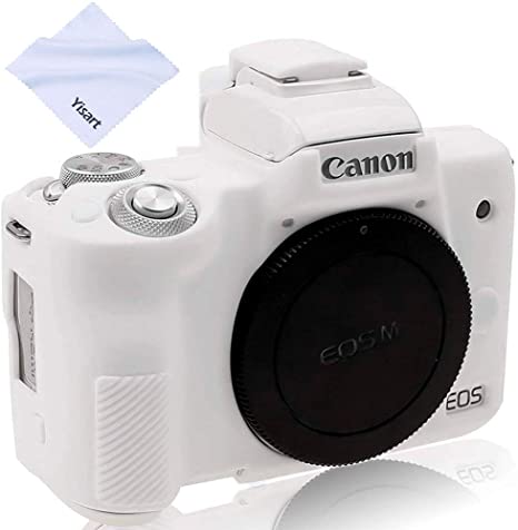 Yisau Case for Canon EOS M50/EOS M50 Mark II, Soft Silicone Skin Housing Protective Cover Compatible with Canon EOS Kiss M/EOS M50/M50 Mark II Camera Body (White)