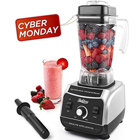Betitay Smoothie Blender,1500W Commercial Blender Professional Milkshake Maker Food Processor Mixer with 68 Ounce Tritan Pitcher and Lid,Tamper,Stainless Steel 6-Blade and Recipe,Safe Lock Design