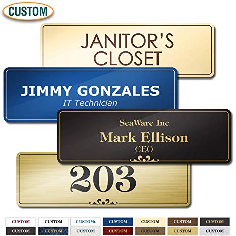 Name Plate for Door, Office, Wall, Customized and Personalized, Laser Engraved, 2 1/2" x 8” - Prestige Collection by My Sign Center, B123101