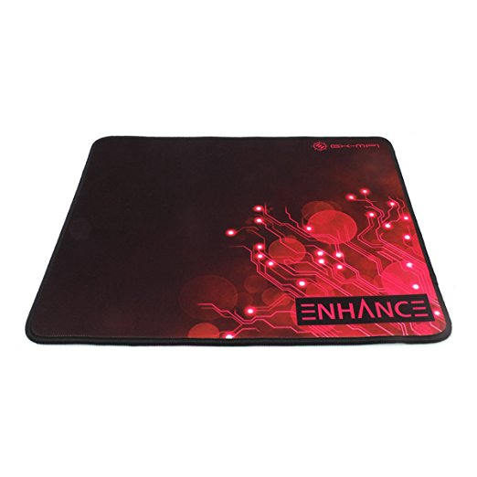 Large Gaming Mouse Pad XL by ENHANCE - Extended Mouse Mat , Anti-Fray Stitching , Non-Slip Rubber Base , High Precision Tracking for PUBG , League of Legends , & More - Red Ciruit Design