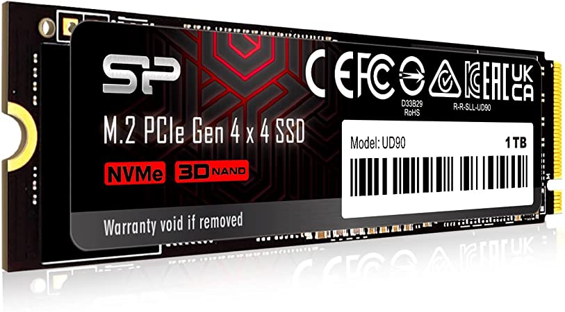 Silicon Power 1TB UD90 NVMe 4.0 Gen4 PCIe M.2 SSD TLC R/W up to 5,000/4,800 MB/s (SP01KGBP44UD9005)