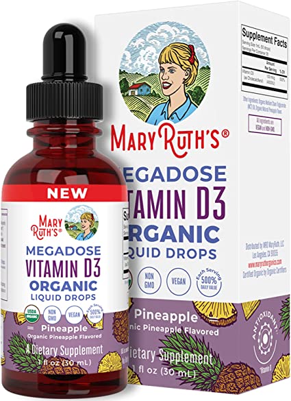 Vitamin D USDA Organic | Vitamin D3 Liquid | Sugar Free | Liquid Vitamin D Drops Immune Support for Adults & Kids | VIT D3 | Vegan | Gluten Free | Non-GMO | 30 Servings