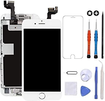 GULEEK for iPhone 6s Plus Screen Replacement White Touch Display LCD Digitizer Full Assembly with Front Camera,Proximity Sensor,Ear Speaker and Home Button Including Repair Tool and Screen Protector
