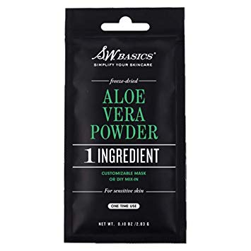 S.W. Basics Aloe Vera Powder Face Mask, Freeze Dried, for Sensitive Skin, Softens, Moisturizes, Organic and Cruelty Free, Single Use Pouches (Pack of 5)