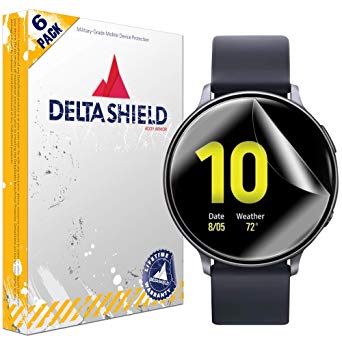 DeltaShield Screen Protector for Samsung Galaxy Watch Active2 (40mm) (6-Pack) BodyArmor Anti-Bubble Military-Grade Clear TPU Film