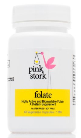 Pink Stork Folate: Superior to Synthetic Folic Acid -125% of Recommended Daily Value -Absorbable by All Body Types -Protects Mom and Baby, Improves Energy -Small Pill -Recommended by Doctors