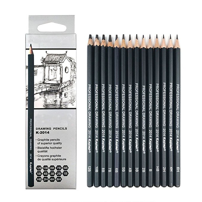 Artist Pencil Collection Best Quality 14pcs/Set 12B 10B 8B 7B 6B 5B 4B 3B 2B B HB 2H 4H 6H Graphite Sketching Pencils Professional Sketch Pencils Set For Drawing
