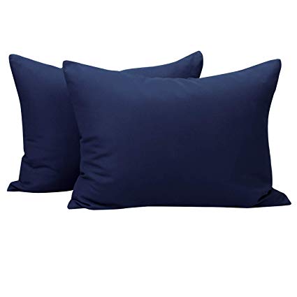 NTBAY Microfiber Toddler Pillowcases, 2 Pcs Zipper Closure Travel Pillow Covers, 13 x 18, Navy Blue