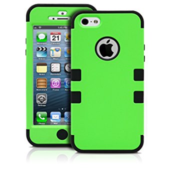 iPhone 5 Case, MagicMobile, Hybrid Impact Shockproof Hard Armor Cover for iPhone 5 Two Layers of Protection Hard Plastic and Soft Silicone iPhone 5 Case [ Green - Black ]