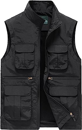 Panegy Men's Summer Cargo Utility Vest Multi Pockets Sleeveless Jacket for Fishing Travel Photo XS-4XL