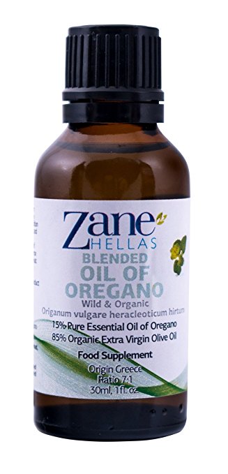 ZANE HELLAS Wild Pure Greek Essential Oil of Oregano with 86 Percent Minimum Carvacrol, 15% Oregano Oil - 85% Extra Virgin Olive Oil. 1 fl. oz. 30 ml. Carvacrol per Serving 19,35. Super 15