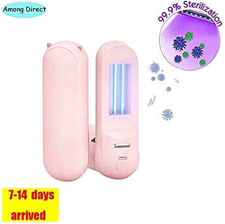 Among Direct UV Sanitizer Travel,UV Ultraviolet Light Portable Power Disinfection lamp Hand-held be Used for Home Bedding Pet Area Kids Toys Hotel Phone Car Sterilization with USB Charge[Pink]