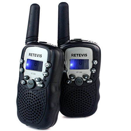 Retevis RT-388 UHF 462.5625-467.7250MHz 22CH LCD Kids Walkie Talkie for Children (Black,1 Pair)