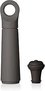 Vacu Vin Wine Saver Loop - Designed and Made in the Netherlands - Vacuum Wine Stopper Keeps Your Wine Fresh for up to 10 Days - Reusable, Made with 98% Recycled Material - 1 Pump, 1 Stopper, Graphite