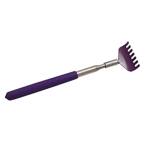 TOOGOO(R)Telescopic Stainless steel Compact Scratching Tool Extendable 20-68cm Back Scratcher Massager 5 Section (Purple)