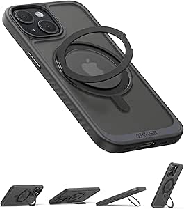 Anker Ultra Magnetic for iPhone 13/14 Case with Sturdy 360° Ring Stand, Military-Grade Shockproof iPhone 13/14 Kickstand Compatible with MagSafe (Black)