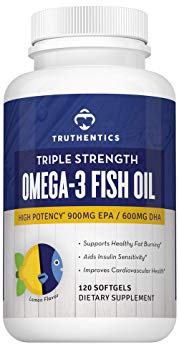 Omega 3 Fish Oil Triple Strength 2500mg, High Potency Omega-3 Fatty Acids 900mg EPA 600mg DHA, Healthy Weight & Metabolism Support, Brain Joint Heart Health & Focus, Burpless Lemon Flavor 120 Softgels