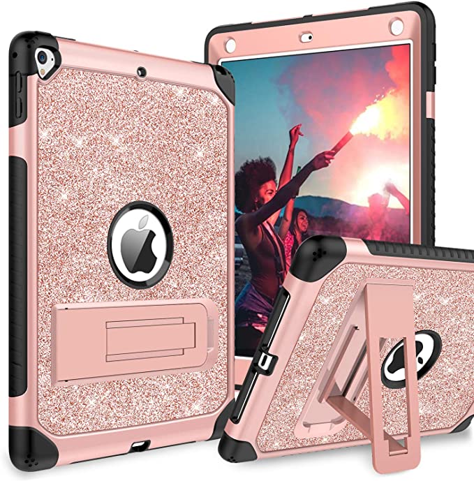 BENTOBEN iPad 6 Generation Case, iPad 5th Generation Cases, iPad 9.7 inch 2017/2018 Case, iPad Pro 9.7 2016 Case, Hybrid Shockproof Kickstand Protective Full Body Rugged Silicone Cover Case for iPad 9.7 2017/2018/ iPad Pro 9.7/ iPad Air 2, Rose Gold