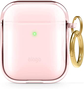 elago Clear Airpods Case with Keychain Designed for Apple Airpods 1 & 2 (Lovely Pink)