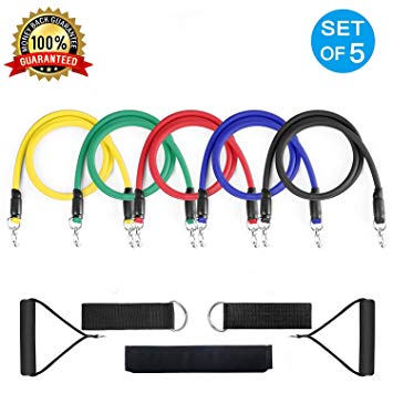 Aorkey Resistance Band Set, TB12 Workout Bands 11 Pieces with Exercise Bands, Door Anchor, Handles, Ankle Straps and Carry Bag for Resistance Tranining, Home Workouts