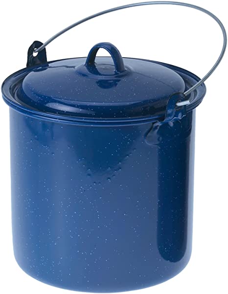 GSI Outdoors Enamled Steel 3.5 qt. Straight Pot with Lid for Campfire Cooking, Home or Cabin