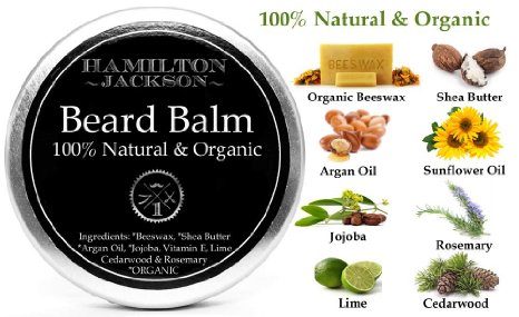 Fresh Scent Beard Balm 100 Natural and Organic by Hamilton Jackson - No1 Beard Softener for Men - Male Grooming - Easy-to-Use Leave-in with Shea Butter Hemp Seed Beeswax Cedarwood and Lime Made in UK